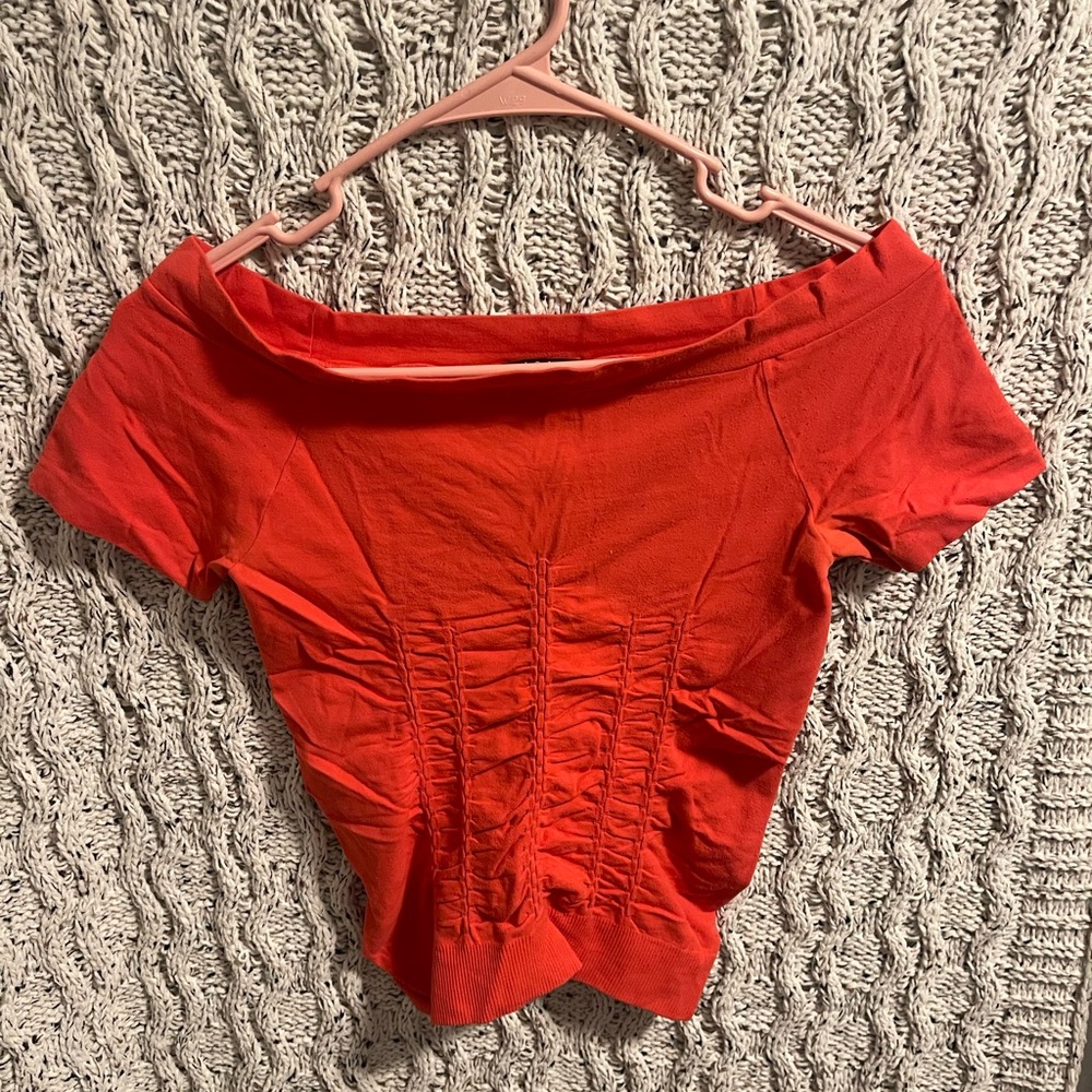Sisley Bold Red Off-Shoulder Crop Top